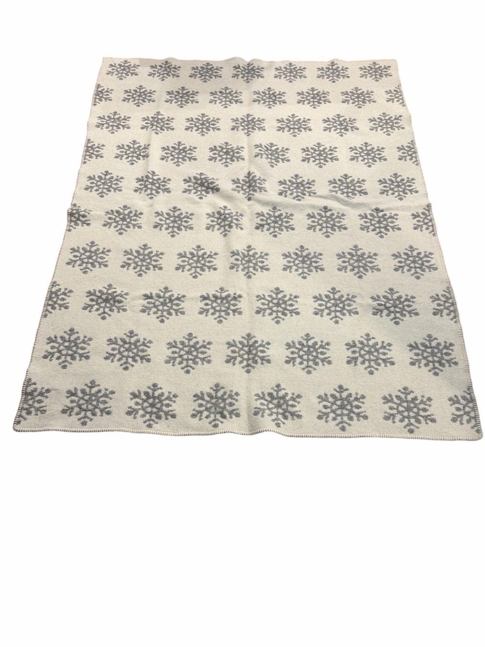Lana & Lina cream gray wool cotton blend snowflake blanket